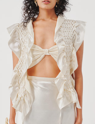 Mashru bib for Contemporary Wear – Ivory Phoenix by Aroka