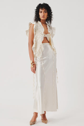 Mashru bib for Contemporary Wear – Ivory Phoenix by Aroka