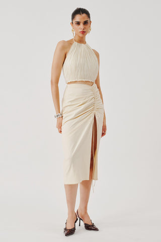 Halter neck top for Contemporary Wear – White Lucid Muslin by Aroka