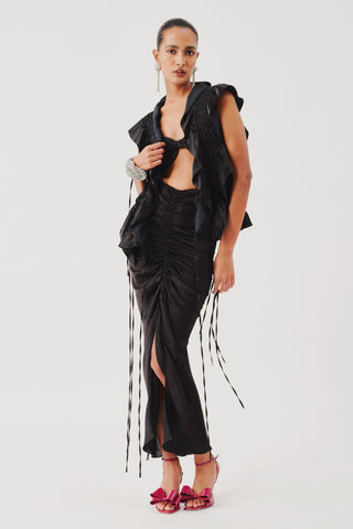 Mashru bib for Contemporary Wear – Black Phoenix by Aroka