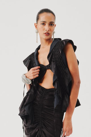 Mashru bib for Contemporary Wear – Black Phoenix by Aroka