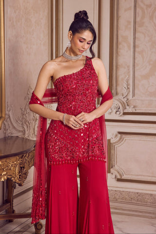 One Shoulder Kurta Set for Contemporary Wear – Tailored One-Shoulder by Sanya Gulati