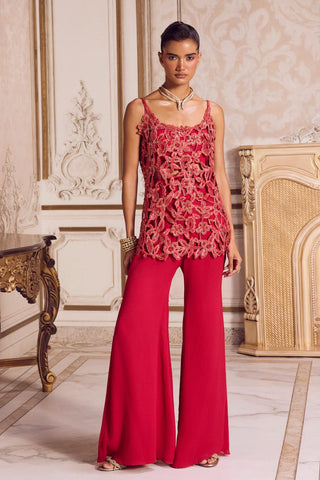 Kurta Set for Contemporary Wear – Pink Cutwork Kurta with Pant by Sanya Gulati