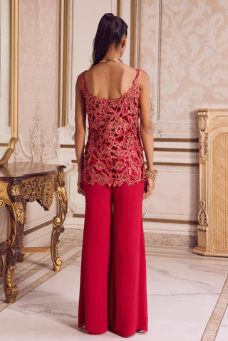 Kurta Set for Contemporary Wear – Pink Cutwork Kurta with Pant by Sanya Gulati