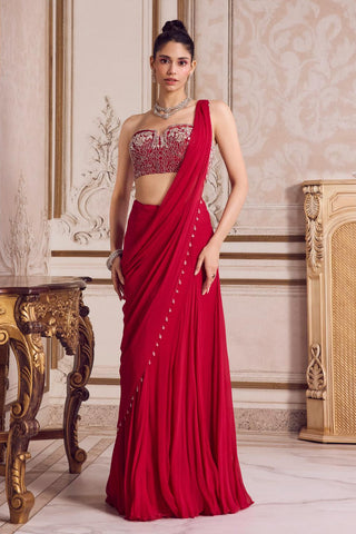 Chiffon Saree Set for Contemporary Wear – Chiffon Saree with Corset by Sanya Gulati