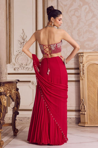 Chiffon Saree Set for Contemporary Wear – Chiffon Saree with Corset by Sanya Gulati