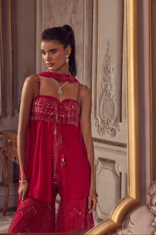 Peplum Sharara Set for Indian Weddings – Pink Flowy Peplum by Sanya Gulati