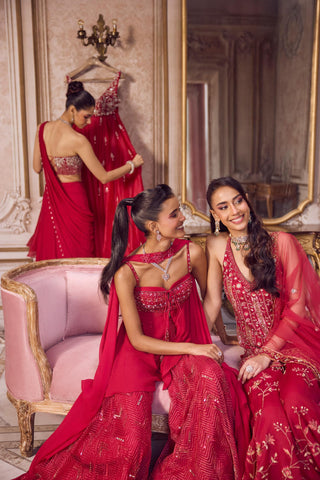 Peplum Sharara Set for Indian Weddings – Pink Flowy Peplum by Sanya Gulati