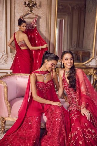 Peplum Sharara Set for Indian Weddings – Pink Flowy Peplum by Sanya Gulati