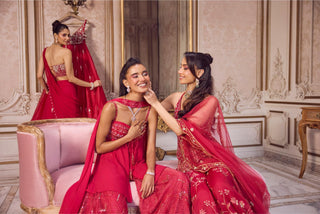 Peplum Sharara Set for Indian Weddings – Pink Flowy Peplum by Sanya Gulati