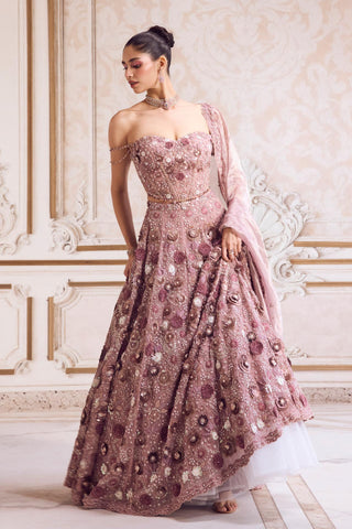 Lehenga Set for Indian Weddings – Pink Rose Corset by Sanya Gulati