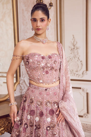 Lehenga Set for Indian Weddings – Pink Rose Corset by Sanya Gulati