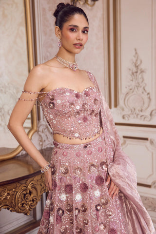 Lehenga Set for Indian Weddings – Pink Rose Corset by Sanya Gulati