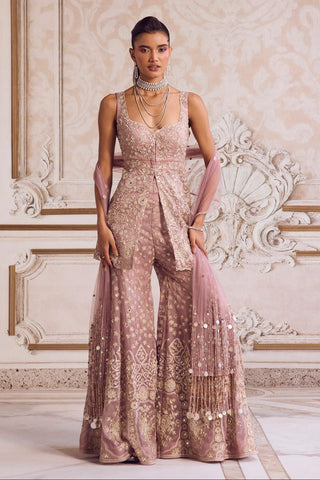 Peplum Set for Contemporary Wear – Pink Rose Pants by Sanya Gulati
