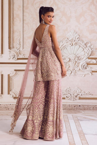 Peplum Set for Contemporary Wear – Pink Rose Pants by Sanya Gulati