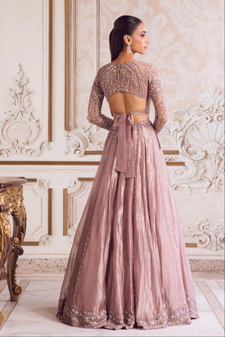 Lehenga Set for Indian Weddings – Pink Rose Tissue by Sanya Gulati