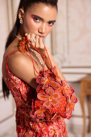 Kurta Sharara Set for Festive Wear – Orange Cutwork Kurta by Sanya Gulati