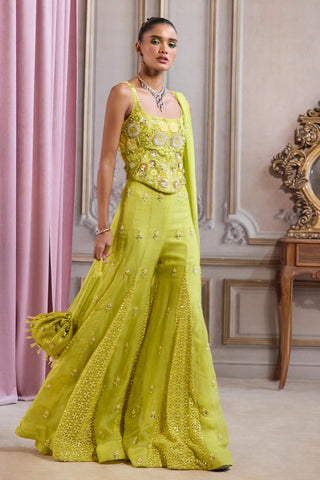 Corset Sharara Set for Festive Wear – Green Corset with Sharara by Sanya Gulati