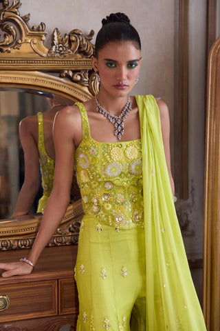 Corset Sharara Set for Festive Wear – Green Corset with Sharara by Sanya Gulati