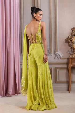 Corset Sharara Set for Festive Wear – Green Corset with Sharara by Sanya Gulati