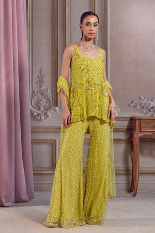 Kurta Set for Festive Events – Green Short Kurta with Pant by Sanya Gulati