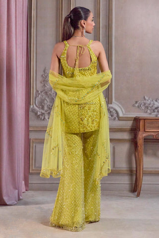 Kurta Set for Festive Events – Green Short Kurta with Pant by Sanya Gulati