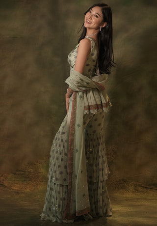 Pastel green celadon sharara set