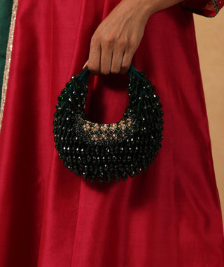 Hobo bag for women for Contemporary Wear - Green Alara embellished bag by House of Kosha