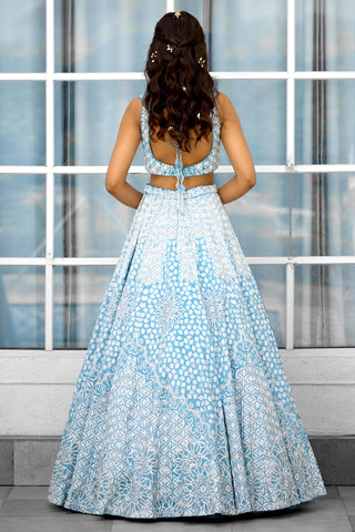 Lehenga Set for Indian Wedding – Blue Blossom Rooh Rang by Shasha Gaba