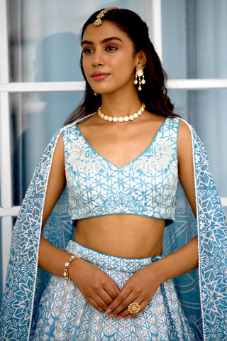 Lehenga Set for Indian Wedding – Blue Blossom Rooh Rang by Shasha Gaba