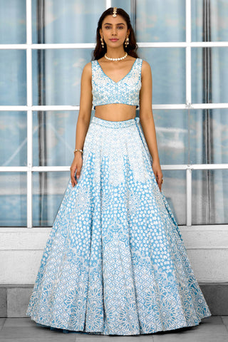 Lehenga Set for Indian Wedding – Blue Blossom Rooh Rang by Shasha Gaba