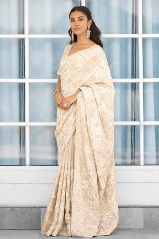 Hand Embellished Saree for Indian Wedding – Honey Drop Rooh Rang by Shasha Gaba