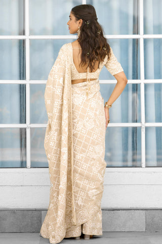 Hand Embellished Saree for Indian Wedding – Honey Drop Rooh Rang by Shasha Gaba