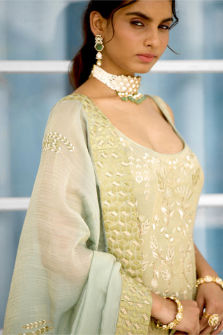 Sharara Set for Indian Festive Wear – Moss Mirage Rooh Rang by Shasha Gaba