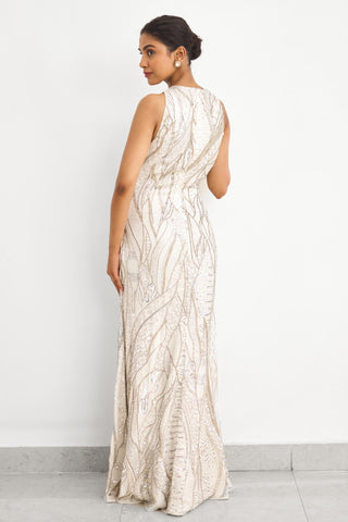 Gown for Contemporary Wear – Gold Frost Rooh Rang by Shasha Gaba