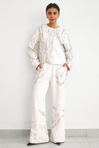 Cape Set for Contemporary Wear – Aurora Ivory Rooh Rang by Shasha Gaba