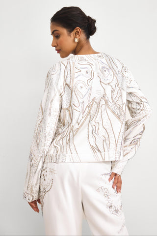 Cape Set for Contemporary Wear – Aurora Ivory Rooh Rang by Shasha Gaba