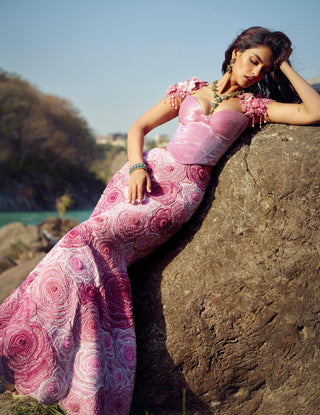 Skirt Set for Indian Weddings – Pink Silken Rouge Mermaid by Rianta's