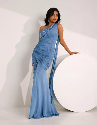 Cielle blue ruched gown