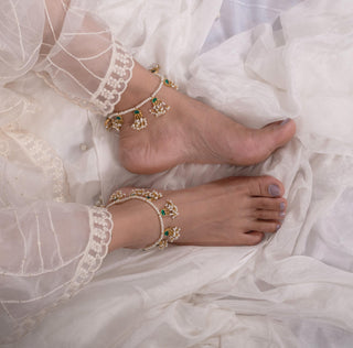 Anklets for Festive – White Copper Adjustable Lock Anklets by Shlok Jewels