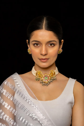 Choker with Earrings for Festive – Multicolor – Shlok Jewels
