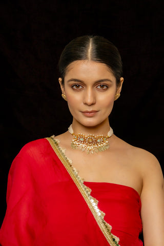 Choker with Earrings for Festive – Green – Shlok Jewels