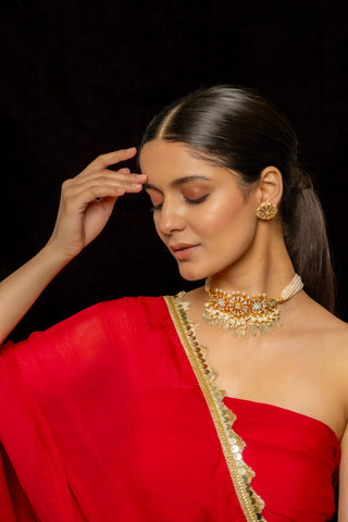 Choker with Earrings for Festive – Green – Shlok Jewels