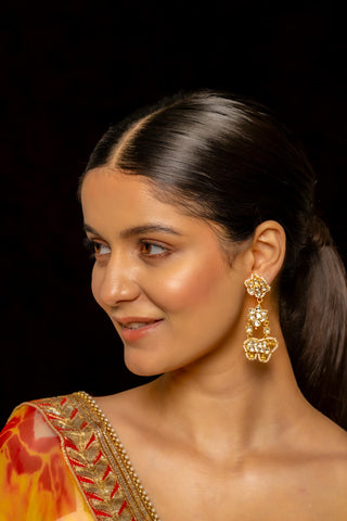 Earrings for Festive – White Push Back by Shlok Jewels