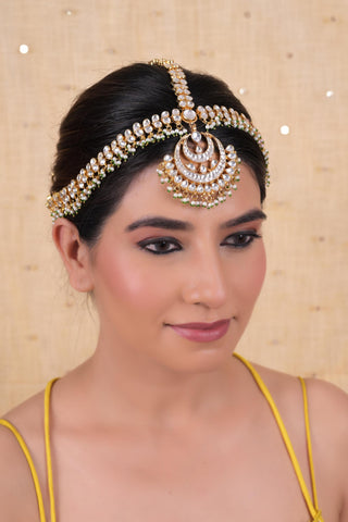 Headband for Festive – White Lock Hook by Shlok Jewels