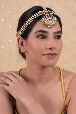 Headband for Festive – White Lock Hook by Shlok Jewels
