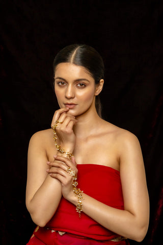 Hathphool for Festive – White Adjustable Rings by Shlok Jewels