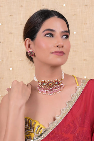 Choker for Festive – Multicolor Adjustable Dori with Earrings by Shlok Jewels
