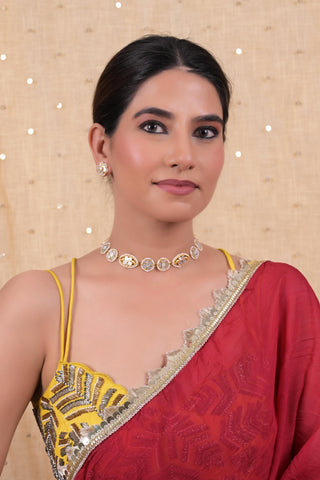 Choker for Festive – White with Earrings Push Back by Shlok Jewels