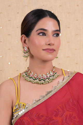 Choker for Festive – Multicolor with Push Back Earrings by Shlok Jewels